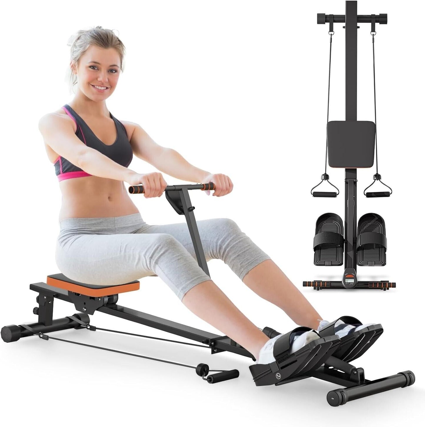 12 Resistance Level Fitness Rowing Machine Cardio Fitness Workout & Gym Training