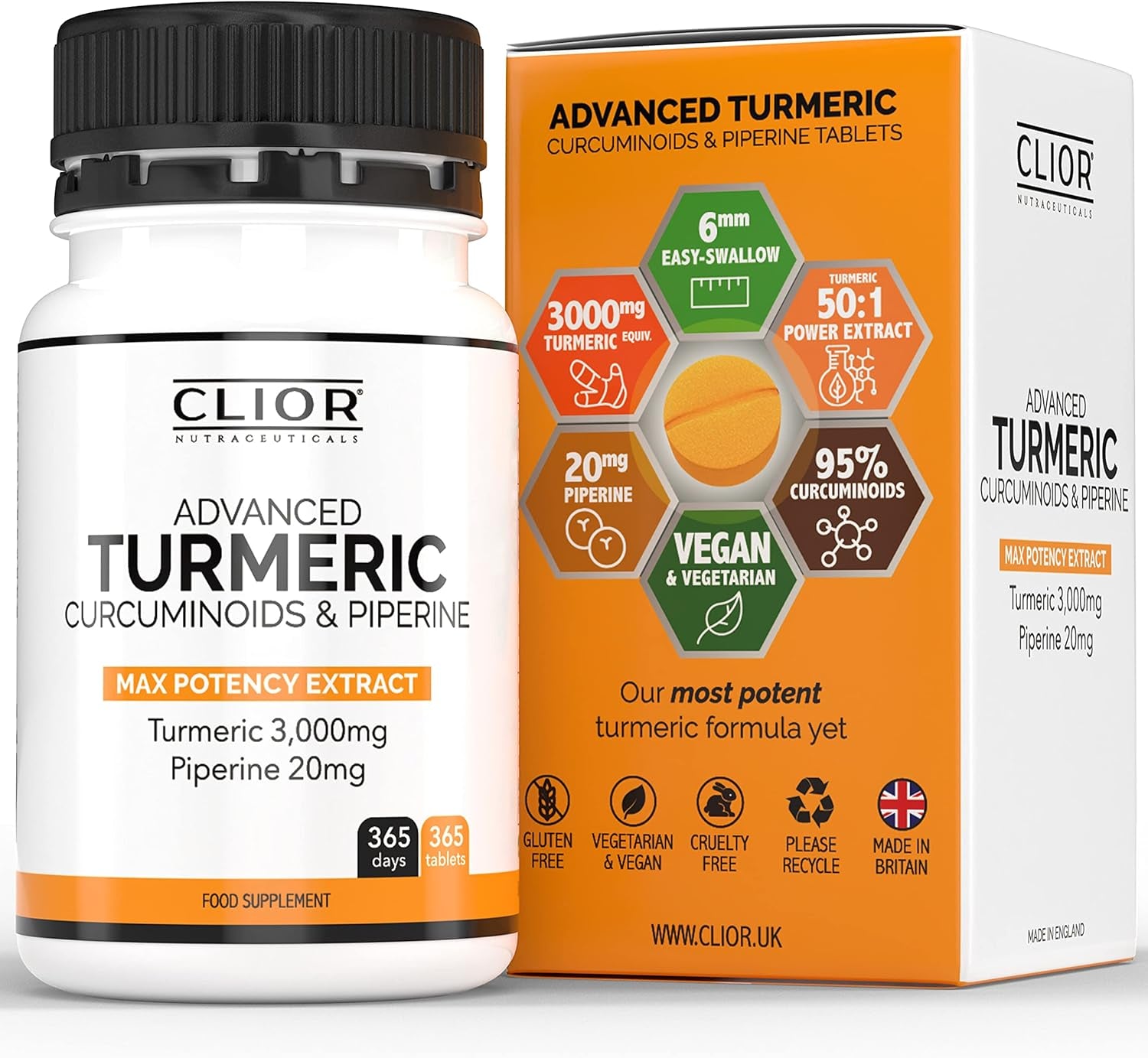 Turmeric Curcumin 3,000Mg with Black Pepper X 365 Vegan Tablets High Strength | 1 Year Supply | 95% Curcumins + 20Mg Piperine | Tiny Easy-To-Swallow Supplements by  (Cambridge Labs)