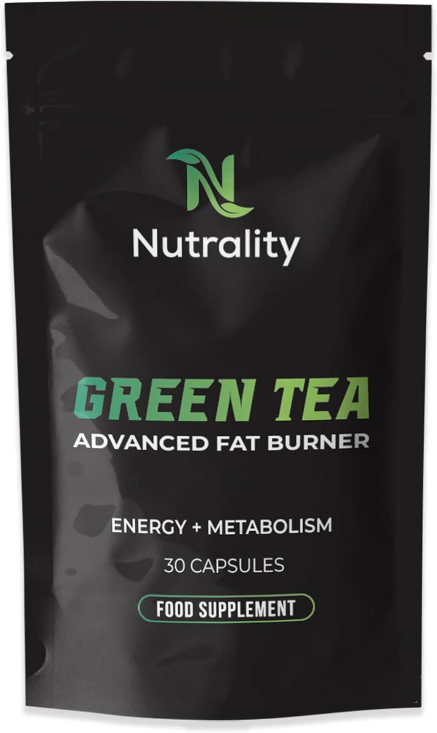 Green Tea Advanced Fat Burner Supplement | for Men & Women | Green Tea Extract with Garcinia & Green Coffee | Weight Management, Metabolism Boost & Appetite Suppressant | 30 Vegan Capsules