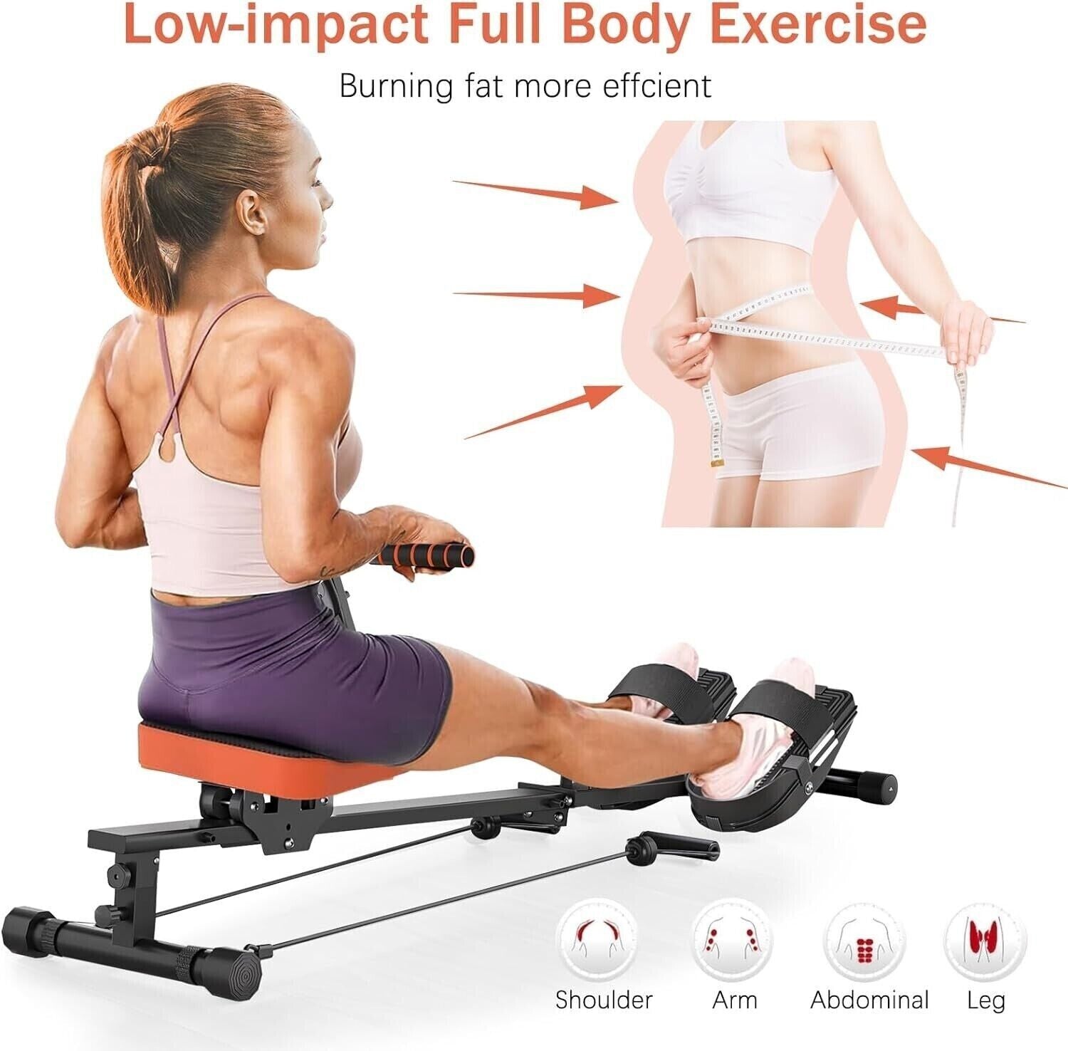 12 Resistance Level Fitness Rowing Machine Cardio Fitness Workout & Gym Training