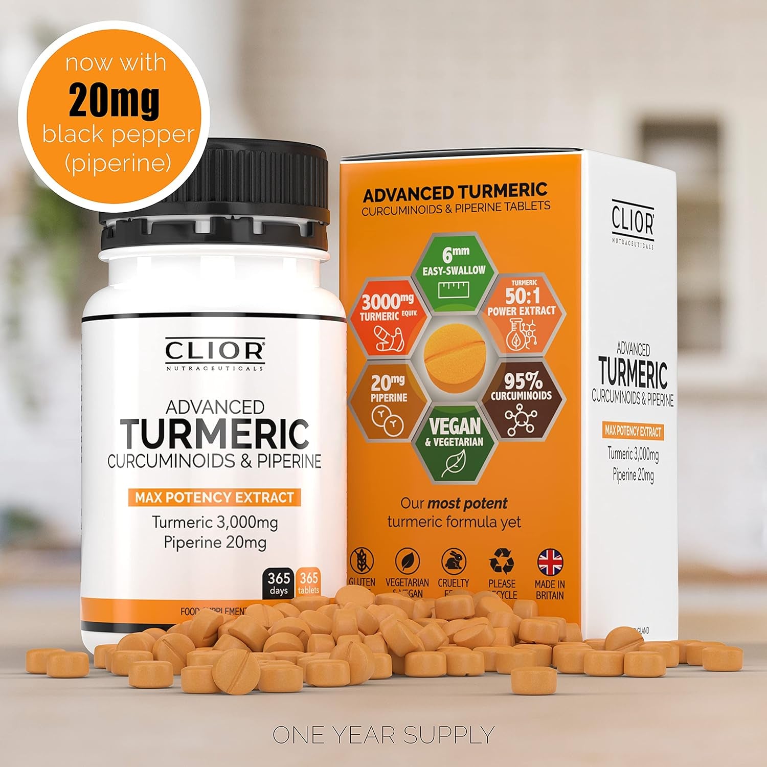 Turmeric Curcumin 3,000Mg with Black Pepper X 365 Vegan Tablets High Strength | 1 Year Supply | 95% Curcumins + 20Mg Piperine | Tiny Easy-To-Swallow Supplements by  (Cambridge Labs)