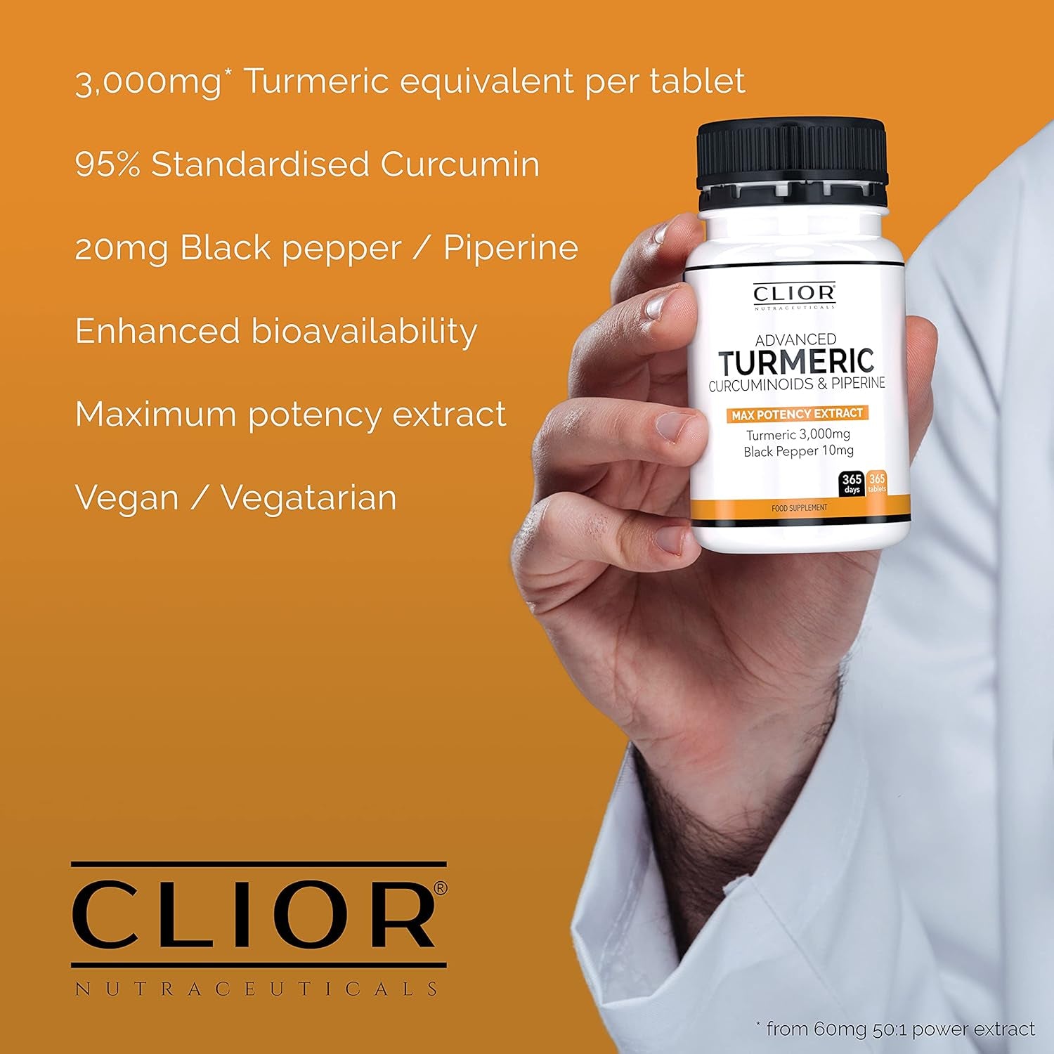 Turmeric Curcumin 3,000Mg with Black Pepper X 365 Vegan Tablets High Strength | 1 Year Supply | 95% Curcumins + 20Mg Piperine | Tiny Easy-To-Swallow Supplements by  (Cambridge Labs)