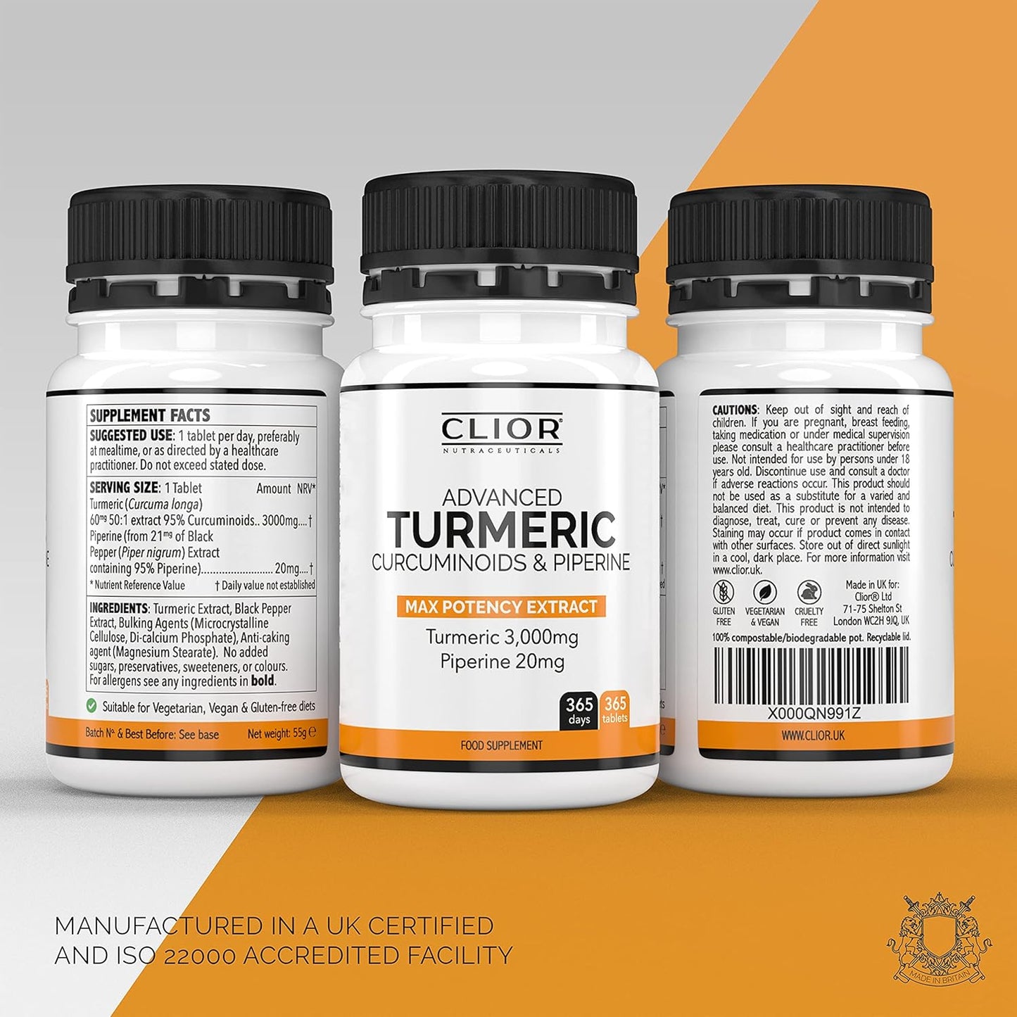 Turmeric Curcumin 3,000Mg with Black Pepper X 365 Vegan Tablets High Strength | 1 Year Supply | 95% Curcumins + 20Mg Piperine | Tiny Easy-To-Swallow Supplements by  (Cambridge Labs)